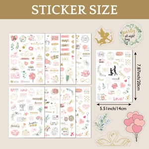 Lot de 230 autocollants de mariage pour scrapbooking avec fleurs et texte allemand