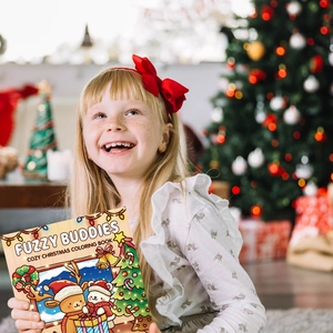 Christmas coloring book with cute Santa and reindeer patterns for kids and relaxation