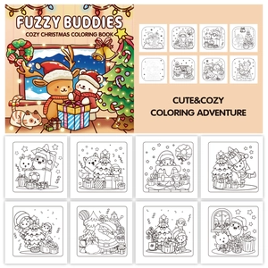 Fuzzy Buddies Christmas coloring book with 24 cute cartoon bold easy holiday illustrations