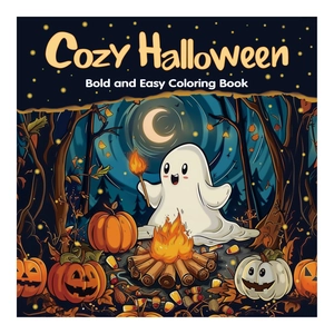 Cozy Halloween Coloring Book Bold And Easy Thick Lines Spooky Cute Ghost Pumpkin Drawings For Relaxing Painting Kids And Adults