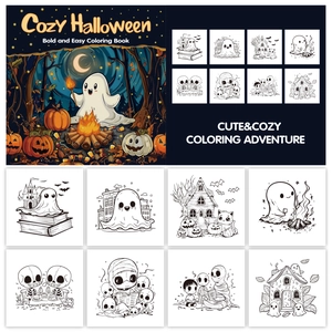 Cozy Halloween coloring book with 24 bold and easy spooky ghost and pumpkin designs
