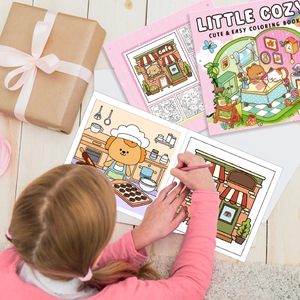 LITTLE COZY coloring book with simple cartoon scenes for children art enlightenment