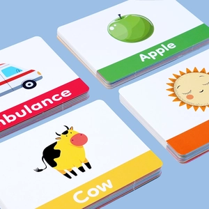 Juego de tarjetas de aprendizaje para niños con alfabeto, animales y objetos