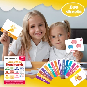Set de 100 tarjetas educativas para niños 12M+ para aprender letras números y objetos