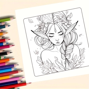 Fairy butterfly coloring book for adults with 24 pages of artistic elf watercolor line art