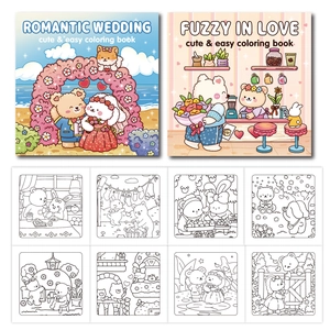 Libro de colorear de amor y boda para niños con escenas de animales románticos