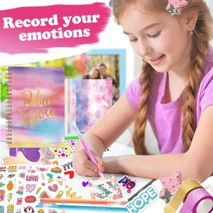 DIY Journal Set für Mädchen mit Spiralnotizbuch Stickern und Glitzerband für kreative Geschenke