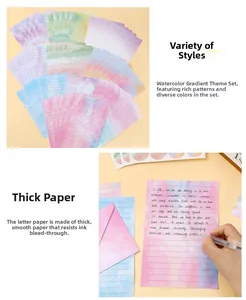 Detail view of thickened watercolor gradient paper showing smooth writing and anti-ink texture