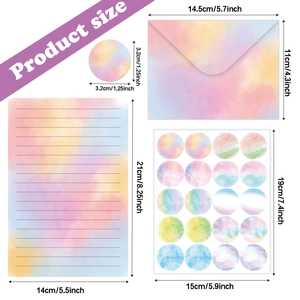 Watercolor stationery set with colorful envelopes and lined writing paper for gifts