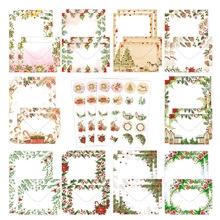 Detail view of marble and watercolor Christmas stationery sets with envelopes and stickers