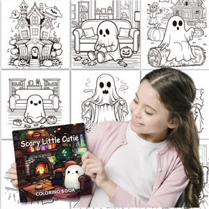Scary Little Cutie Halloween coloring book with 40 cute ghost and pumpkin pages