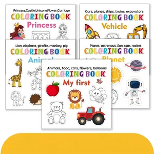 Set of 5 mini portable coloring books for kids featuring diverse educational themes