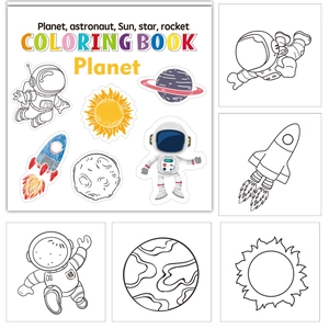 Detailed space theme coloring pages featuring astronauts, rockets and planets for kids