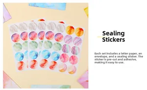 Detail of marble pattern round self-adhesive stickers for stationery set packaging
