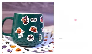 Autocollants d'Halloween en vinyle étanche avec citrouille et araignée sur tasse
