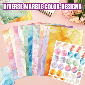 160pcs marble texture stationery set with colorful watercolor envelopes and seal stickers