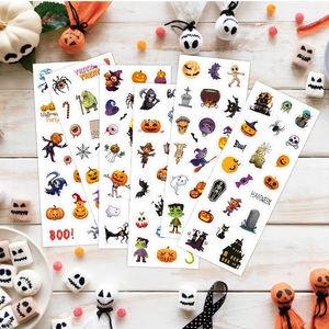 Lot de 5 stickers d'Halloween colorés avec citrouilles, fantômes et châteaux pour fêtes