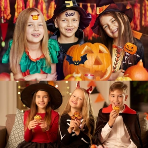 Tatouages temporaires Halloween avec citrouilles et fantômes pour fêtes d'enfants
