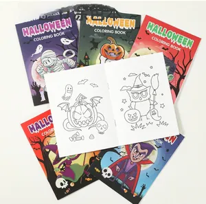 Detailed internal pages of Halloween coloring books featuring pumpkins and ghosts for kids