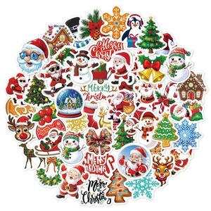 Variety pack of 100 waterproof cartoon Christmas stickers featuring Santa and Reindeer