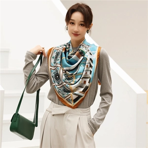 Detail of silk scarf showing vintage building patterns and geometric window designs
