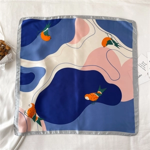 Foulard Carré En Faux Satin Bandana Femmes Motif Oiseau Géométrique Satin Accessoire Cheveux Décor De Sac