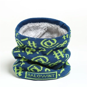 Scaldacollo Invernale In Maglia Foderato In Pile Sciarpa Calda Spesso Snood Antivento Outdoor Morbido Jacquard Uomo Donna