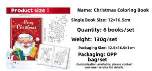 Detailed product specifications for the 6-pack Christmas coloring book set for kids