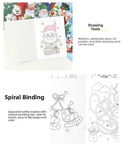 Detail showing safe rounded staples and Christmas coloring pages with puzzle mazes