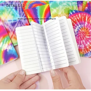 Detail of smooth lined paper in tie-dye notebook showing double-sided writing feature