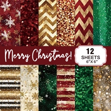 Détails du papier scrapbooking de Noël 6x6 pouces avec motifs de flocons et de rayures