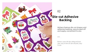 Détail d'autocollants de Noël adhésifs avec motifs prédécoupés faciles à décoller