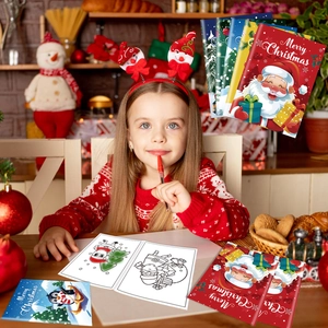 Christmas coloring book set with Santa and snowman patterns for kids' holiday parties