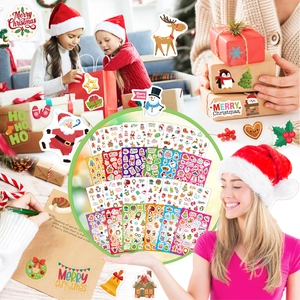 Lot de stickers de Noël avec Père Noël et renne pour décoration de paquets cadeaux