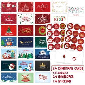 Set de 72 cartes de Noël avec 24 designs variés, enveloppes et autocollants de sceau
