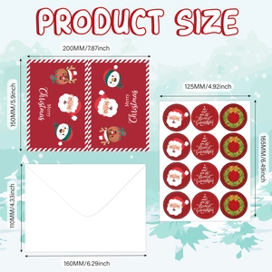 Lot de 72 cartes de Noël avec enveloppes rennes et autocollants ronds décoratifs