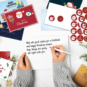 Lot de 72 cartes de Noël avec enveloppes festives et autocollants pour cadeaux