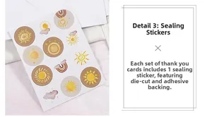 Set of 12 boho style sun and rainbow envelope seal stickers with die-cut design