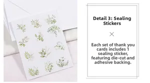 Self-adhesive eucalyptus and fern leaf seal stickers for wedding and thank you envelopes