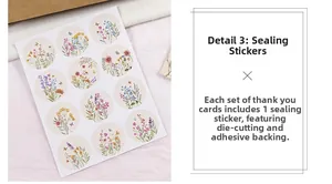 Detail view of floral sealing stickers with hand-painted wildflower designs and adhesive backing