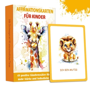 German Affirmation Cards Watercolor Animal Mindfulness Positive Encouragement Educational Paper Cards For Kids Children