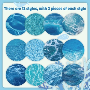 Ocean wave scrapbook paper set with 12 aquatic textures for craft and party collage