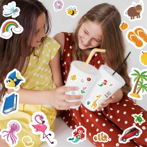Cute cartoon waterproof stickers set featuring unicorns and animals for DIY decoration