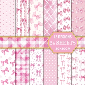 Scrapbook Background Paper Bow Floral Pattern Double Sided Printing Decorative Craft Paper For DIY Journaling Album