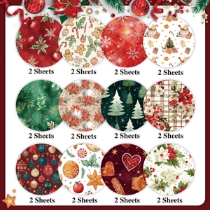 24 sheets of Christmas scrapbook paper with 12 vintage holiday patterns for DIY crafts
