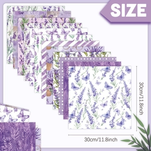 Lavendel-Sammelalbum-Papier 30x30cm mit lila Schmetterling und Vintage-Mustern
