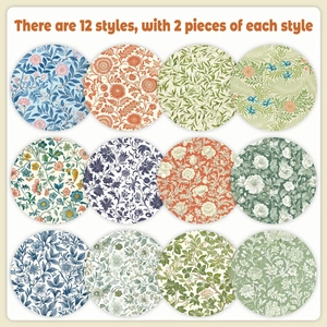 24pcs William Morris vintage floral scrapbooking paper 30x30cm for DIY crafts