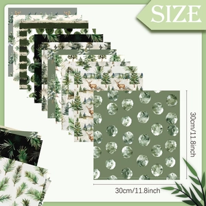 Forest theme scrapbook paper set 30x30cm with watercolor reindeer and pine forest patterns