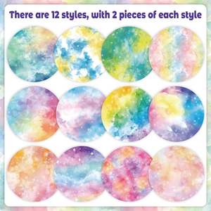 24 hojas de papel para scrapbook galaxia acuarela con diseños circulares degradados estelares
