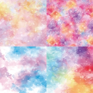 Vista detallada de papel decorativo acuarela nebulosa con patrones de estrellas brillantes